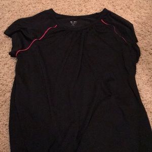 champion black t-shirt with pink stitching